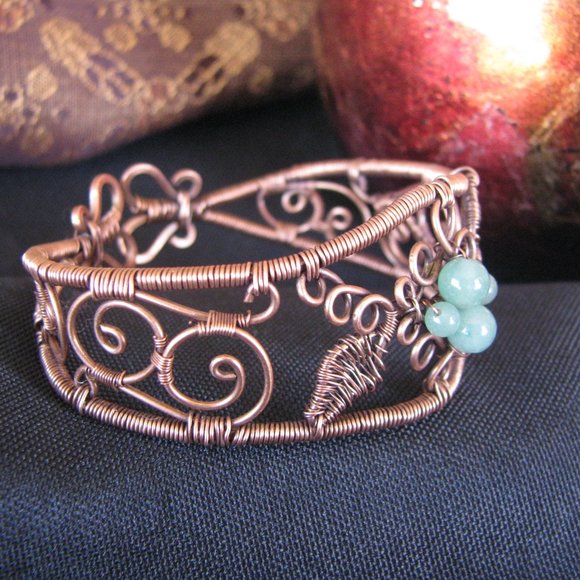 Handcrafted Copper Wire-Woven Adjustable Arm Band - Picture 3 of 4